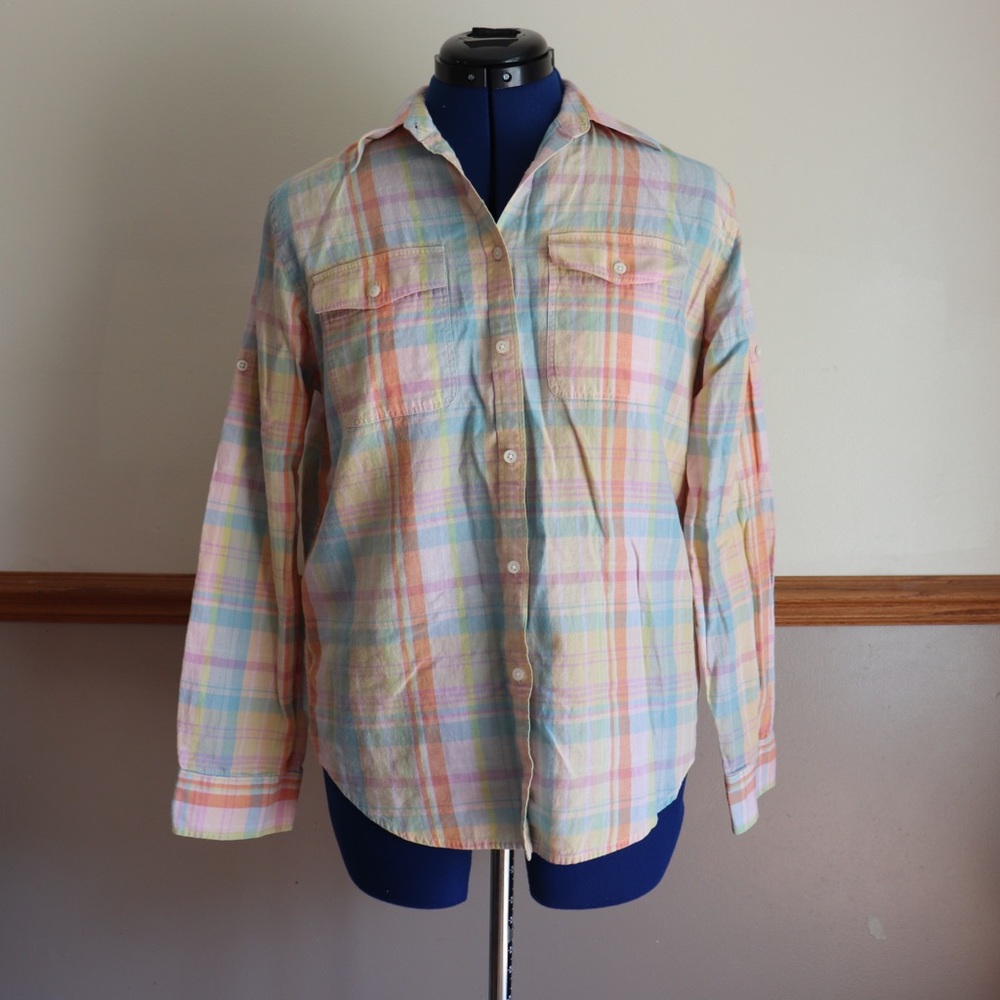 SOLD Ralph Lauren plaid multi color Button Up Size M